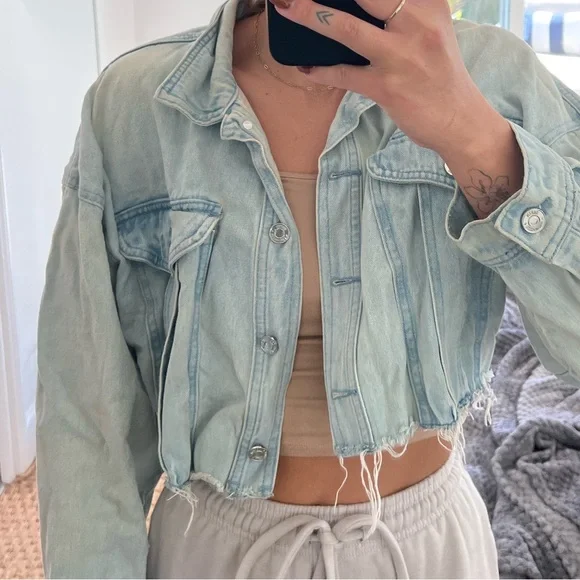 Cropped denim jacket missguided hotsell